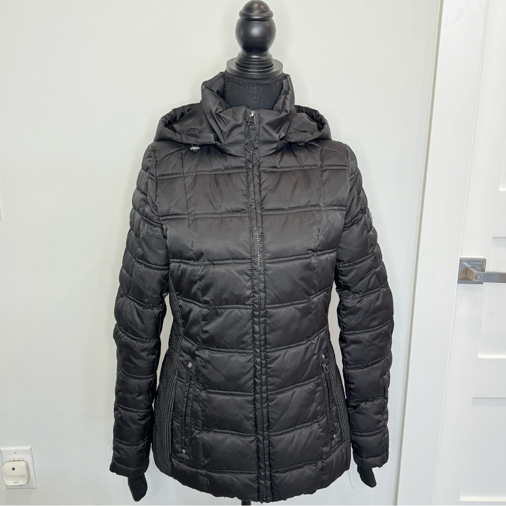 Nautica Black Hooded Long Coat
